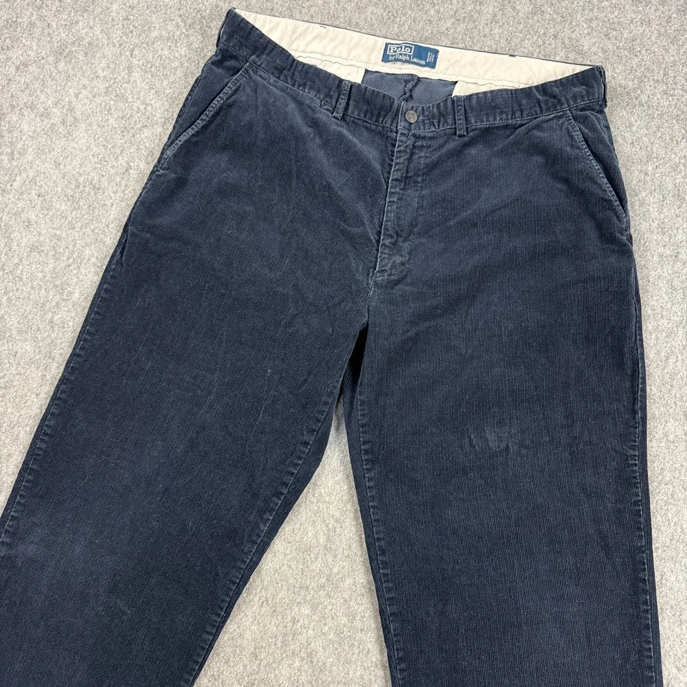 Polo Ralph Lauren Mens Navy Corduroy Straight Leg Pants 35x29 Preppy Classic